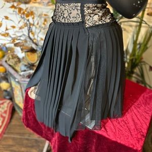 BCBG Max Azria Black Lace Pleated Panel Skirt L